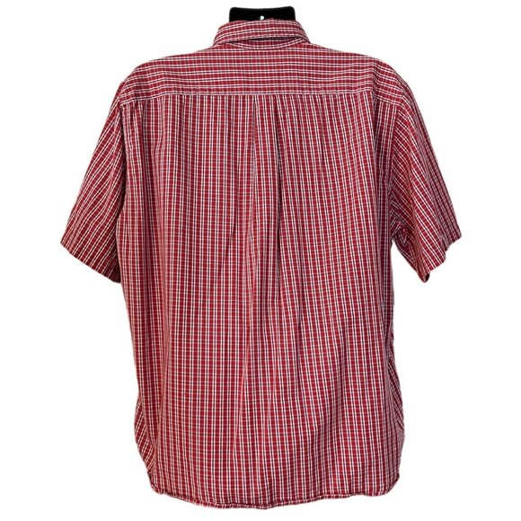 Land's End men's red short sleeve button down shirt size XL white/blue stripes - Picture 3 of 7